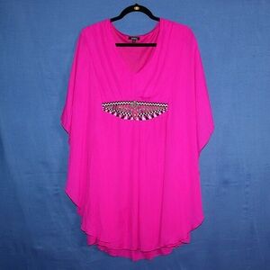 XOXO Embellished Kaftan Tunic Top - Women's Size M - Hot Pink